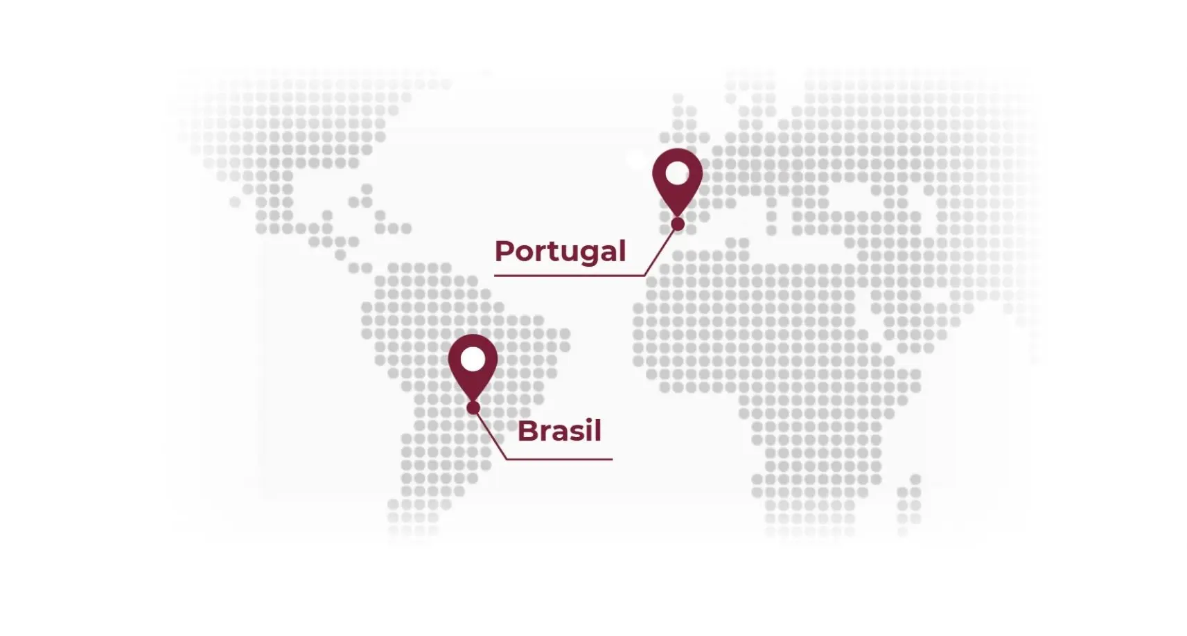 Mapa dos escritórios Tramujas no Brasil, Portugal e Itália